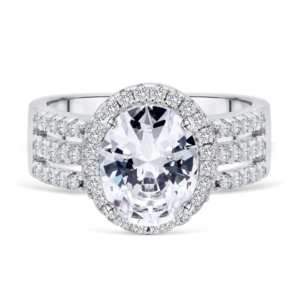 ✨Stunning 3 Row Oval Halo✨18K White Gold✨ - Picture 2 of 7